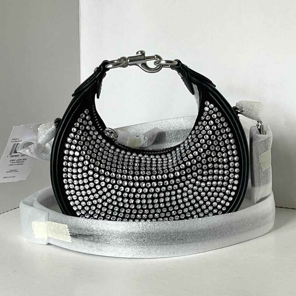 Coach Jonie Crystal Beaded Mini Crossbody Bag Black CW574